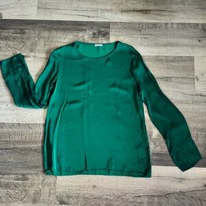 Barena Italian made 100% Viscose Deep Green Women's Satin Blouse Size Small